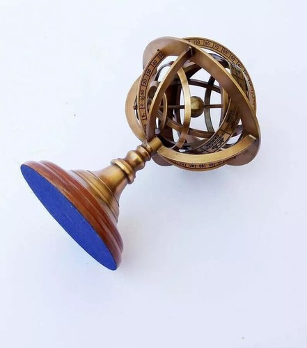 5" Astrolabe Zodiac Brass Vintage Nautical Armillary Globe Collectible Gift Item - Picture 2 of 7