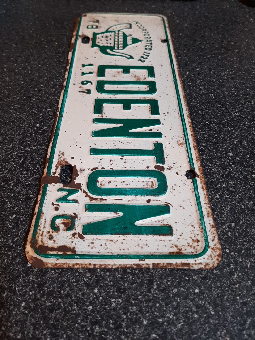 1978 EDENTON NORTH CAROLINA NC License Plate City Tag 1167 Used Metal