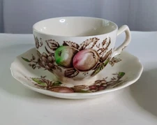 Harvest Time Johnson Bros Tea Cup Saucer Set Vintage Made In England 