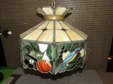 HIGH QUALITY VINTAGE STAINED GLASS CEILING PENDANT SWAG HANGING LAMP LIGHT