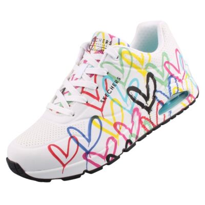 Skechers Uno Spread the Love Damen Sneaker Halbschuh Weiß Bunt 155507-WMLT