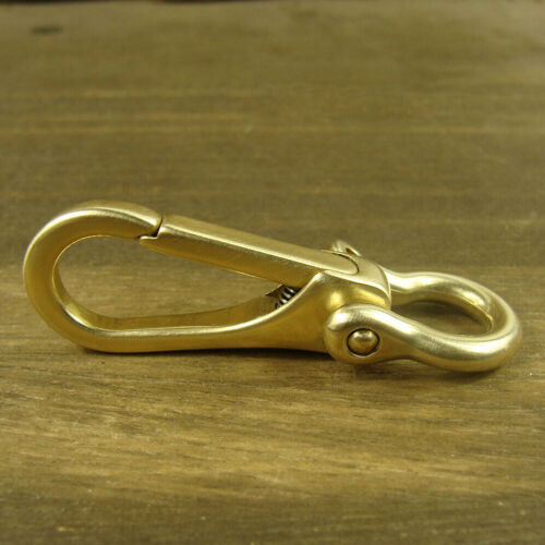 Brass Key Chain Ring Belt Snap Hook Clip + U Shackle For Fob Wallet Chain USA - Picture 3 of 7