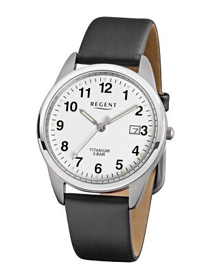 Klassische Regent F-685 TITAN Herrenuhr gut lesbar hypoallergen NEU!