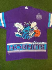 90s Charlotte Hornets - Print All Over - Vintage NBA T-Shirt XL 