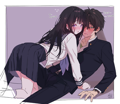 Anime girls hyouka boys 2d simple background ass thighs playmat gaming mat