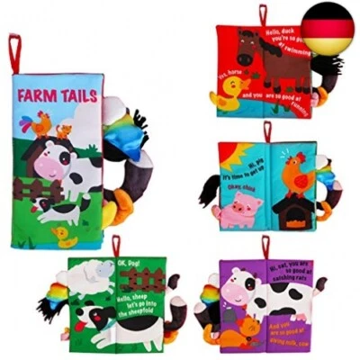 beiens Stoffbuch für Babys, Babybuch Fühlbuch Knisterbuch Baby ab 0 Monate, I