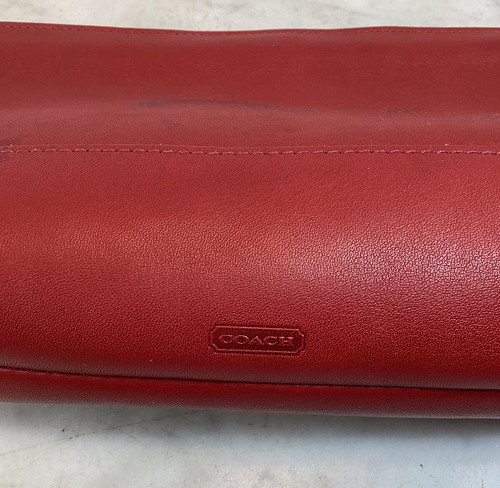 Vintage COACH Red Leather Clutch Make Up Cosmetic Bag Case USA - Picture 15 of 17