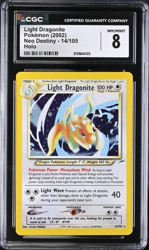 CGC 8 NM MINT Light Dragonite Holo 14/105 Neo Destiny Vintage WOTC 2002 Pokemon