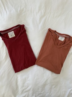Splendid Mills Men s Red & Orange V-Neck S/S T-Shirt Medium 100% Cotton Bundle