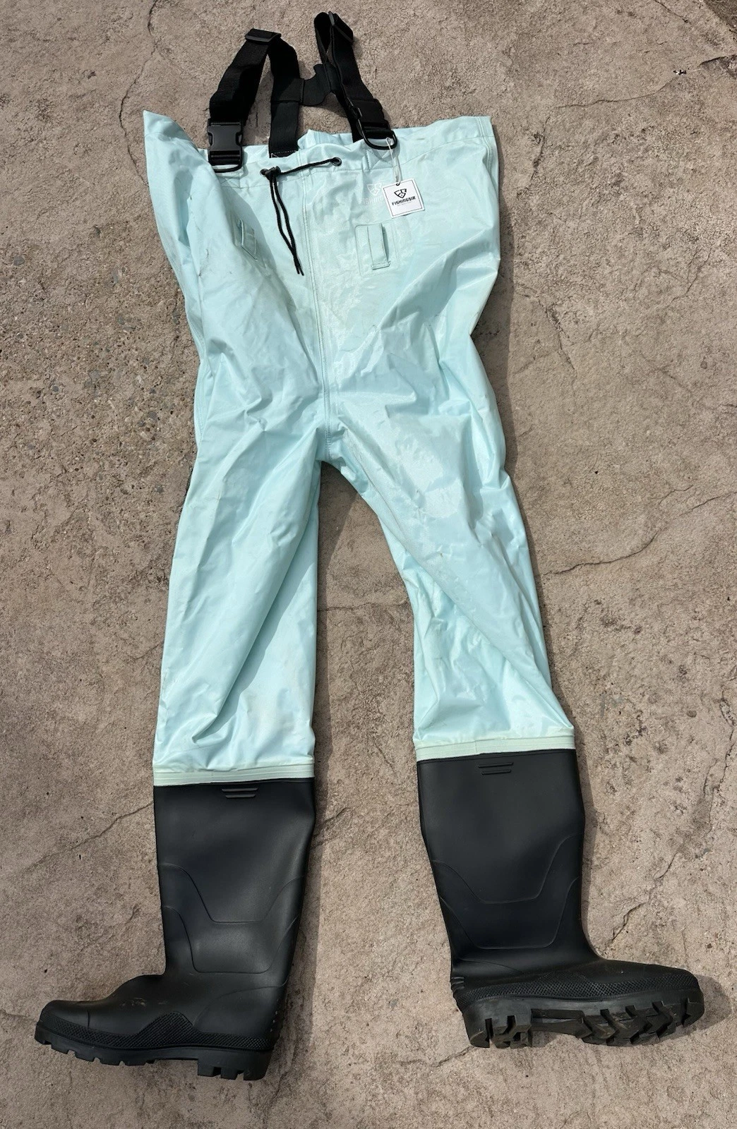 FISHINGSIR Unisex Chest Waders Nylon PVC 2-Ply Bootfoot Fishing Waders Blue SZ 9