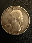 1962-P .900 Fine Silver Quarter Dollar .25c Coin - Washington Quarter