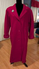 VINTAGE Ashley Scott 100 PURE WOOL Maxi Coat - Made in USA Raspberry Red 12 