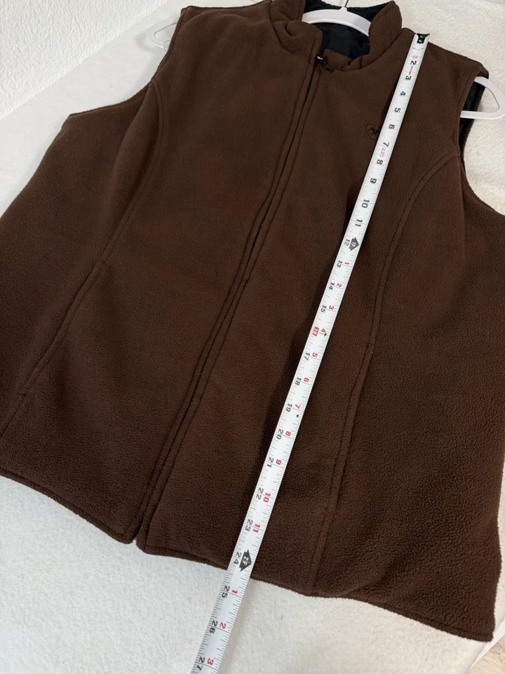 Chaleco reversible con cremallera completa Ariat para mujer talla L negro marrón polar bolsillos con cremallera Foto 2 de 4