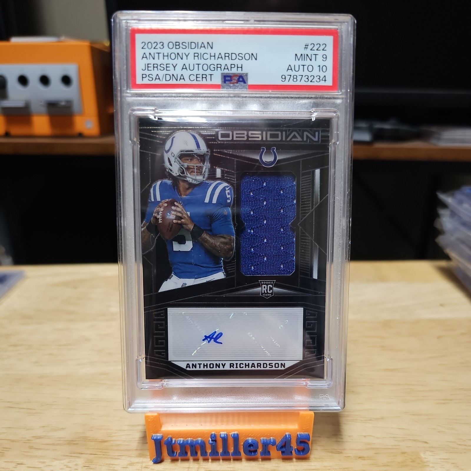 Low Pop 2023 Obsidian Anthony Richardson Rookie Jersey Auto RC 140 /199 PSA 9 10