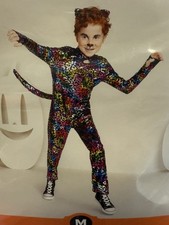 Kids Wild Cat Rainbow Foil Leopard Jumpsuit Halloween Costume Size Medium (8)