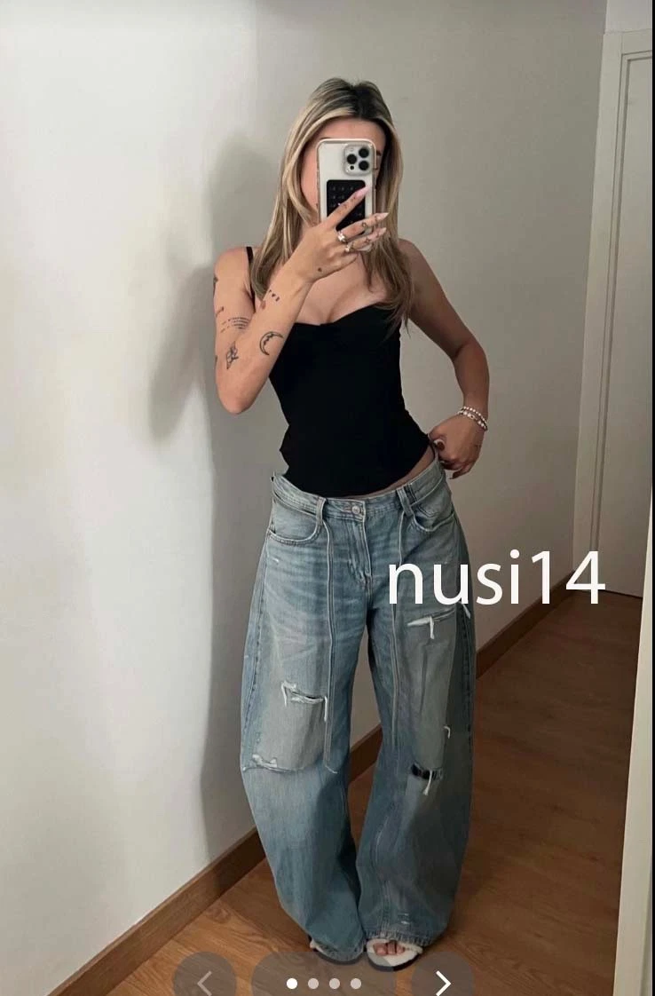 ZARA NEW WOMAN TRF MID-RISE RIPPED BAGGY JEANS PANT LIGHT BLUE 4730/041/406
Opens in a new window or