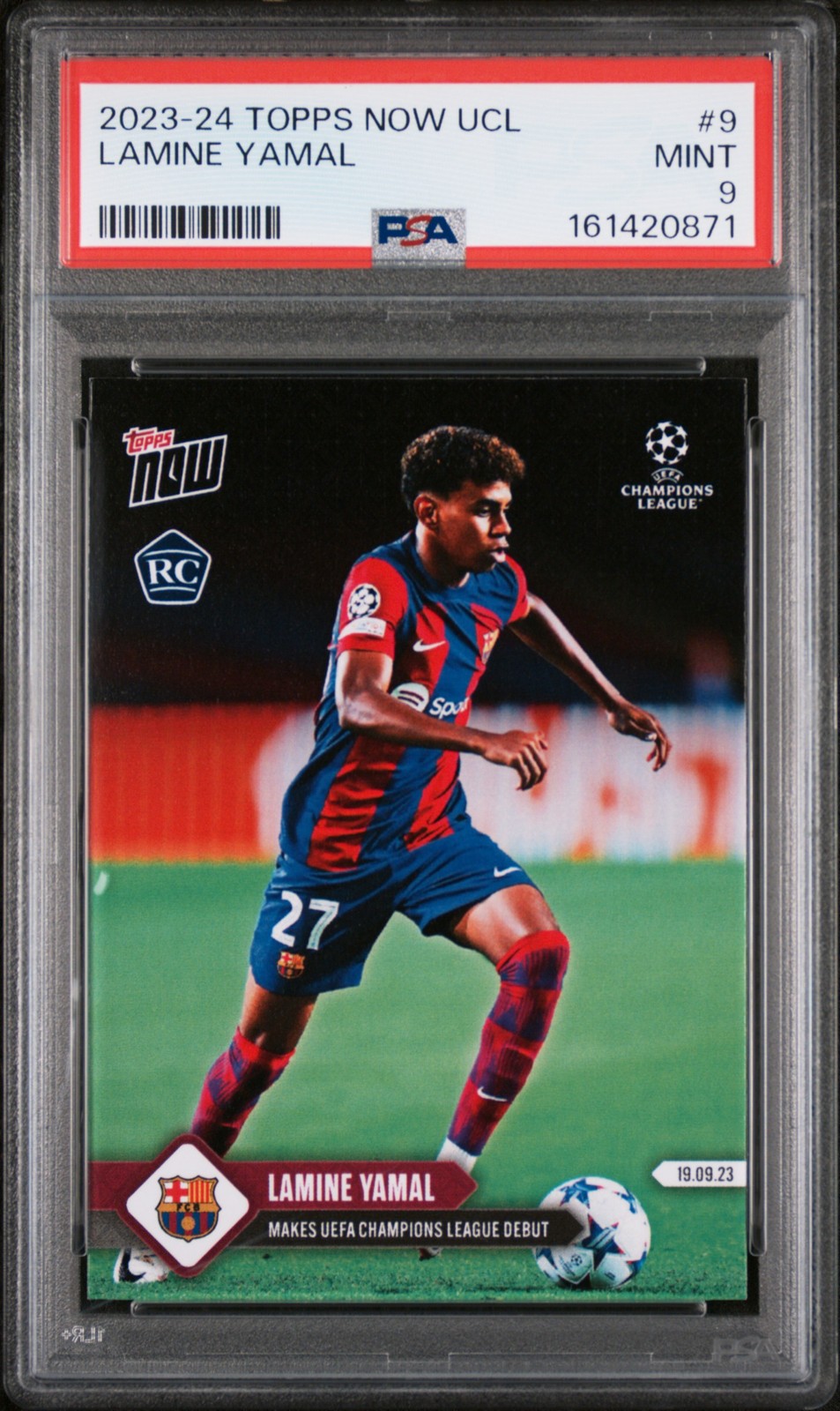 2023 TOPPS NOW CHAMPIONS LEAGUE #9 LAMINE YAMAL PSA 9