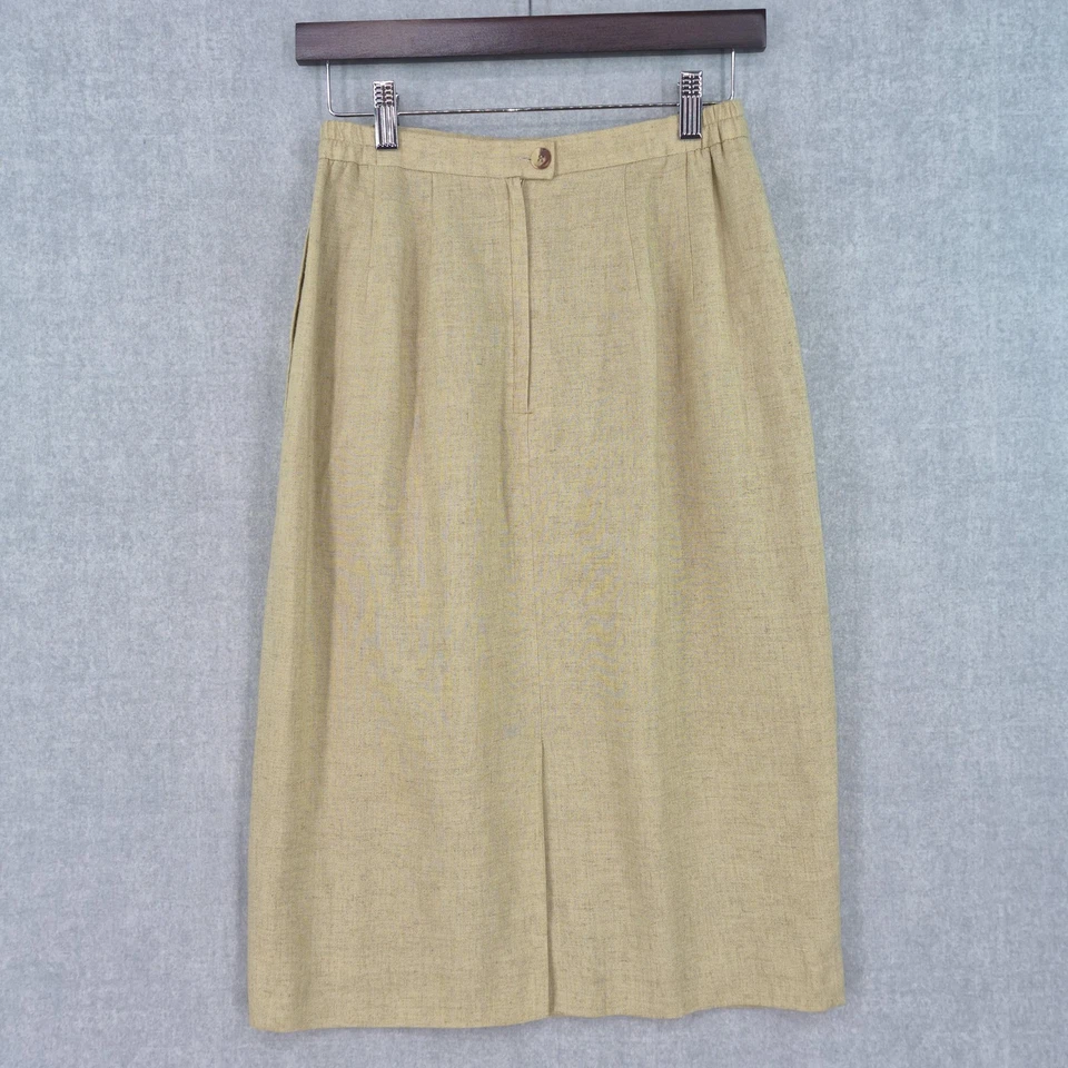 Юбка женская Jones New York 6 бежевая льняная вискоза плиссированная миди карандаш с подкладкой вентилируемая - Изображение 2 из 4