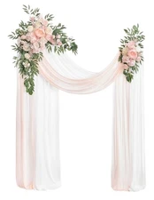 Ling's Moment Pink White Artificial Wedding Arch Flowers Kit Pack of 4