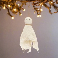 Primitive Halloween Spooky Ghost Fabric Ornament 7.5"