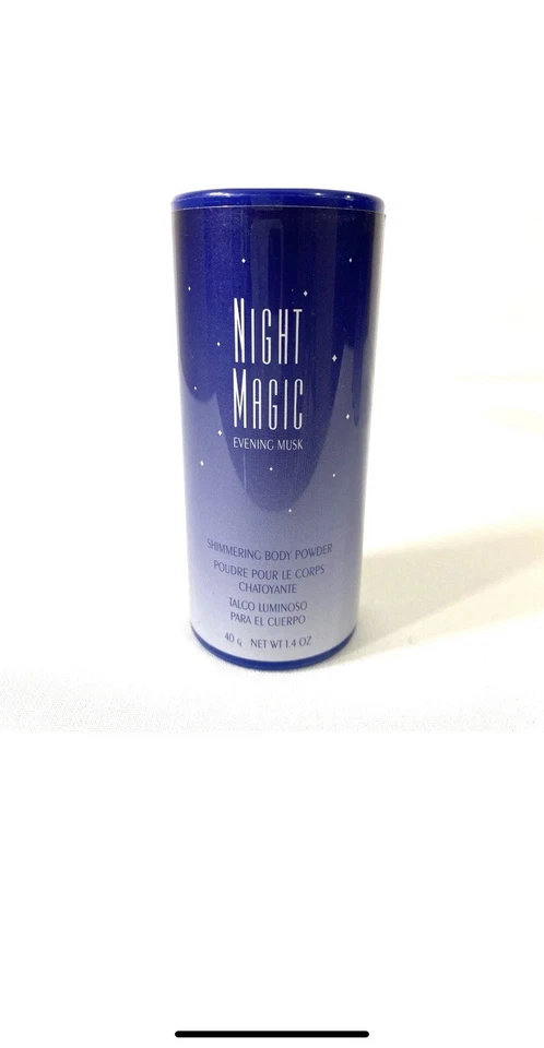 Polvo corporal brillante Avon Night Magic Evening Musk 1,4 OZ 2002 nuevo Foto 3 de 4