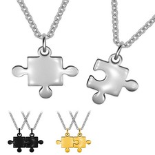 Puzzle Freundschaftskette Partnerkette Anhänger Puzzleteil schwarz silber gold