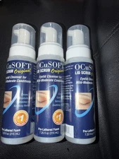 3 PACK LOT OCUSOFT LID SCRUB ORIGINAL FOAM 215mL 7.25 fl oz EA Exp 07/26