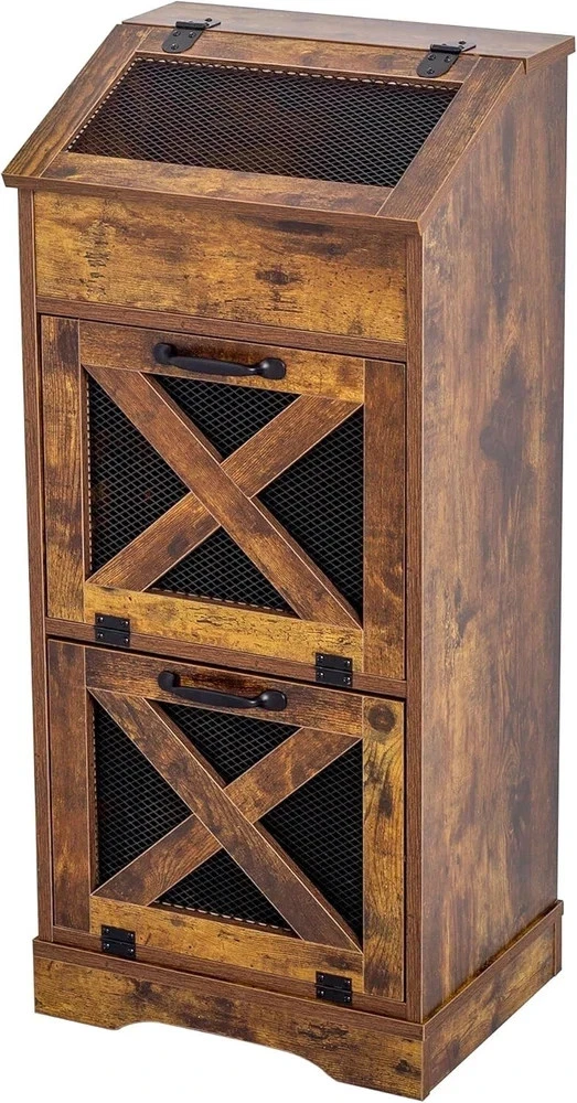 Potato Storage Bin Wooden Bread Box, Mid Century Modern Vegetable Storage Box wi