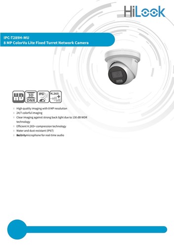 HIKVISION 8MP COLORVU AUDIO IP PoE 4K CCTV REVOLVER KAMERA EINGEBAUTES MIKROFON FESTES OBJEKTIV - Bild 2 von 5