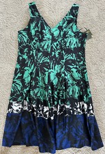 Taylor Womens V-Neck Multicolor Abstract Tank Dress Style#5578L Plus Size 14W
