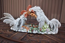 Vintage capodimonte signed Rooster fight statue sculpture 1970s italy