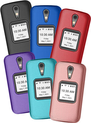 Cell Phone Lively Flip Phone Case Grid Texture Case Slim Hard