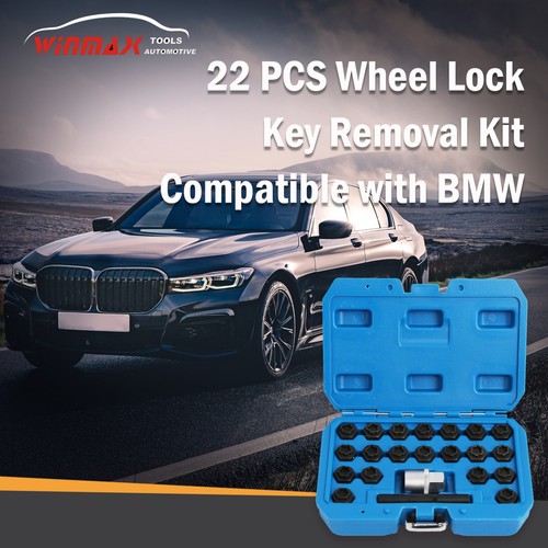 22 Pieces Unique BMW Wheel Locking Key Set With 1/2" Dive Socket Adaptor and Bar - Picture 3 of 7