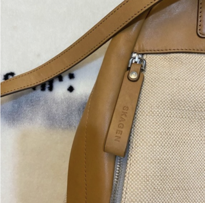 Skagen Aften canvas and leather backpack Skagen Aften Tan Brown Canvas Leather Backpack | eBay main image 2