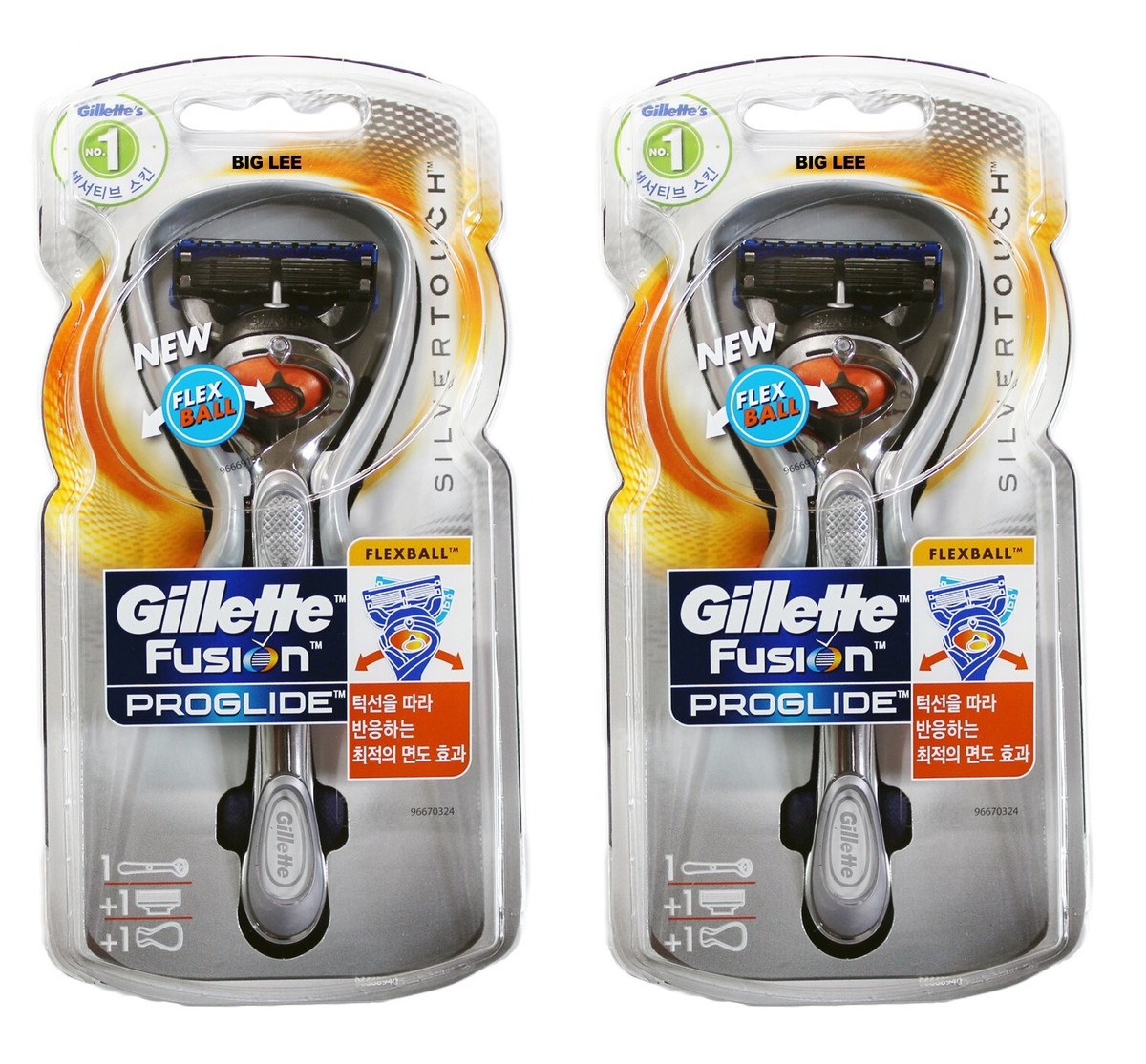 Gillette Fusion Proglide Silver Touch 1 Razor Handle + 1