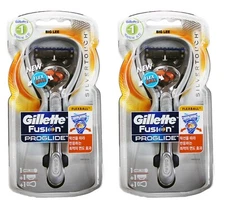 Gillette Fusion Proglide Silver Touch 1 Razor Handle + 1 Cartridge (2 Packs)
