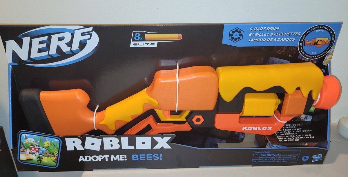 Nerf Roblox Adopt Me! BEES! Lever Action Blaster Gun with Rotating 8-Dart  Drum