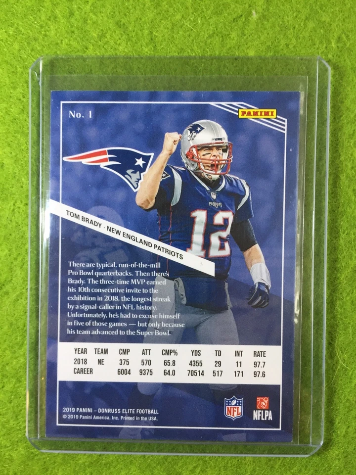 TOM BRADY PRIZM REFRACTOR CARD JERSEY #12 PATRIOTS  2019 Panini Donruss Elite - Image 2 of 4