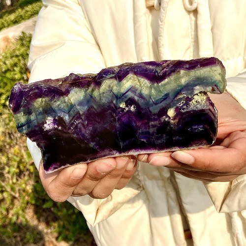 Rebanadas de fluorita de colores naturales 272G pulidas/pulidas curación espiritual - Imagen 5 de 13