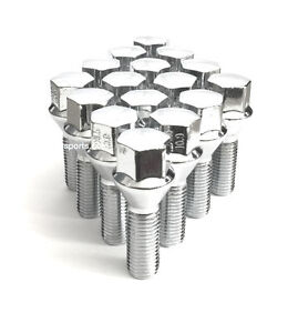 28mm Long Wheel Accessories Parts 20 PC Chrome 12x1.5 Conical Lug Bolts with 17mm Hex 20, Chrome 