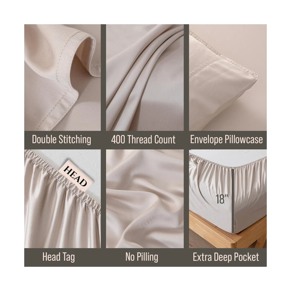 Juego de Sábanas Bella Coterie Lujo Bambú Viscosa Cal King Size | 100% Orgánicas... Foto 3 de 4