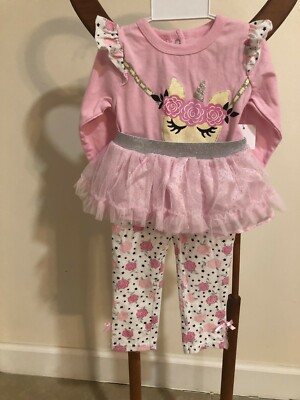 NWT 2 pc. DDG Darlings Baby Girls Pink Tutu Outfit Size 12 months