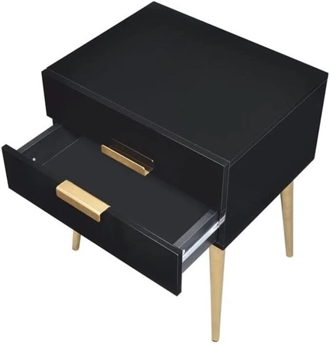Acme Denvor Rectangular Wooden End Table in Black and Gold - Image 4 of 4