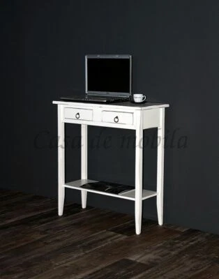 Massivholz Konsolentisch weiß antik Vintage Wandtisch Beistelltisch Telefontisch