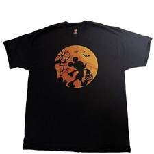 Mickey Mouse Halloween Bats Scary Mens Disney Black T Shirt Hanes Size 2XL