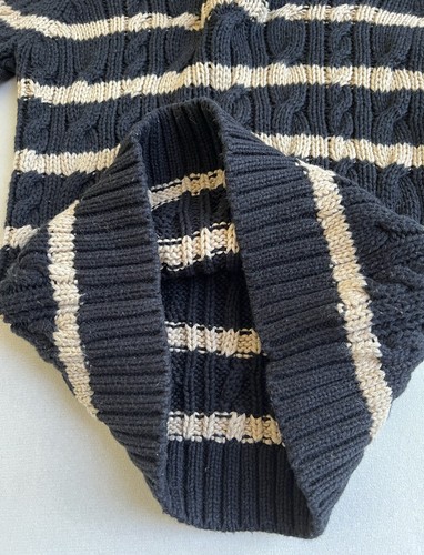Hanna Anderson Boy Kid Black/Cream Striped Pullover 1/4 Zip-Up Sweater Sz 110/5 - Picture 10 of 18