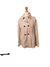 Hobbs London Coat Size 12.trench Thick Cotton Blue White Striped Pristine