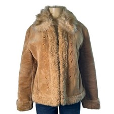 Guess, Vintage Leather And Faux Fur Jacket, Size L
