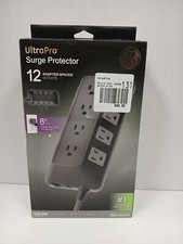 UltraPro Surge Protector 12 Adapter Outlets 8ft Extra Long Cord
