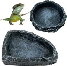 2 Pcs Reptile Feeding Dish Corner Water Food Bowl Terrarium for Lizard Frog C512